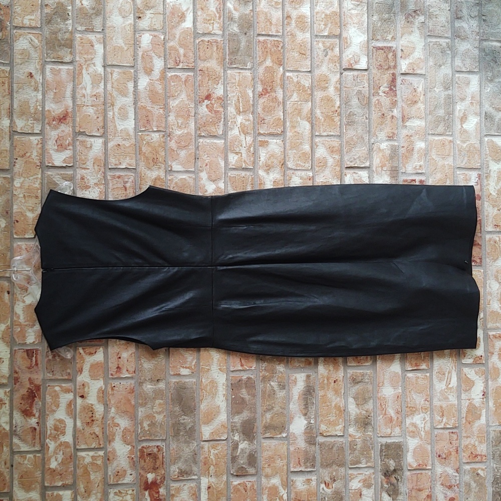 Saks Fifth Ave Leather Sheath Dress - Picture 7 of 8